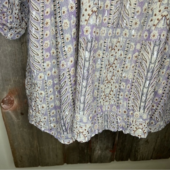 Zara Sequined Boho Dress Long Sleeve White Purple Festival Size Small - Picture 7 of 15